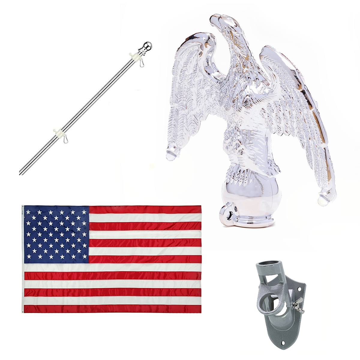 Combo - SOLAR EAGLE© FLAGPOLE LIGHT - SILVER